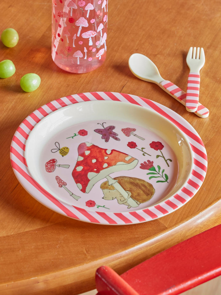 Happy Forest Kids Lunch Plate Pink