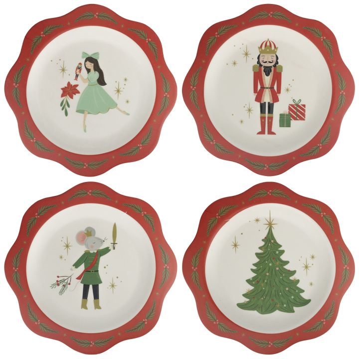 Nutcracker Bamboo Melamine Plate Set (set of 4)