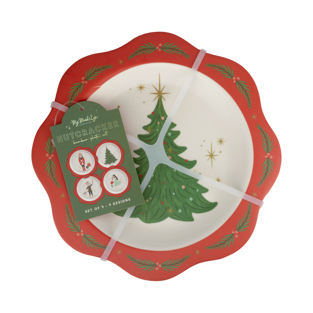 Nutcracker Bamboo Melamine Plate Set (set of 4)