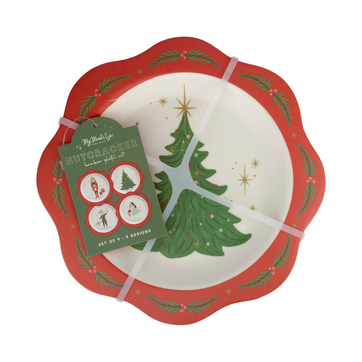 Nutcracker Bamboo Melamine Plate Set (set of 4)