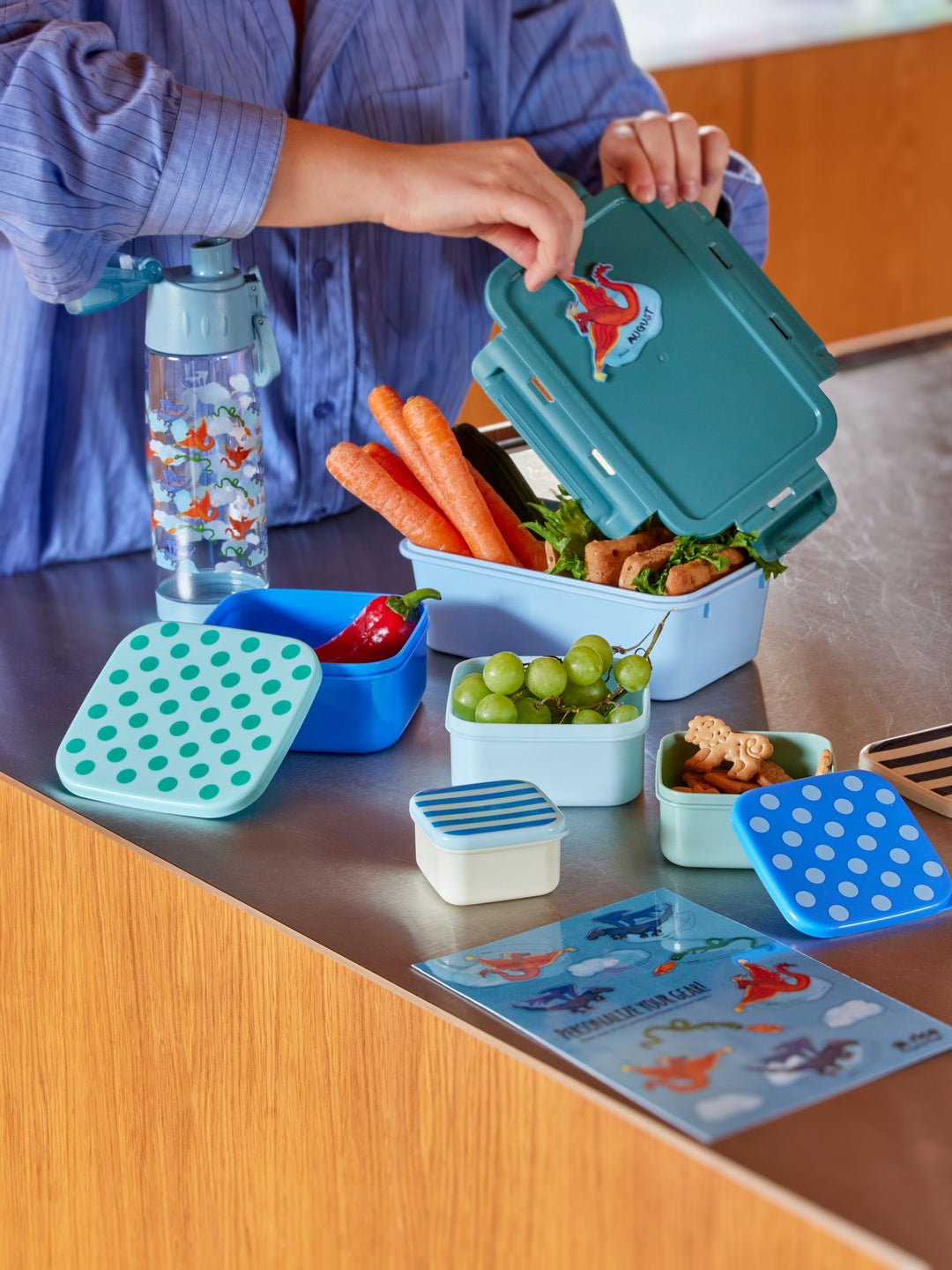 Dots and Stripes Square Food Storage Box Set (set of 4)