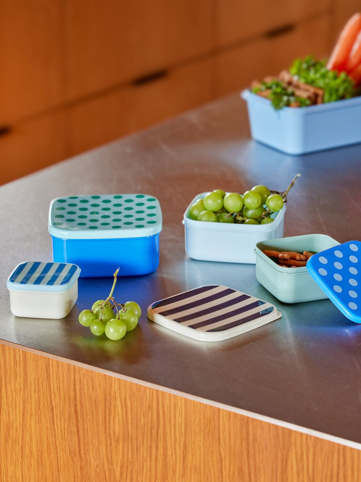 Dots and Stripes Square Food Storage Box Set (set of 4)