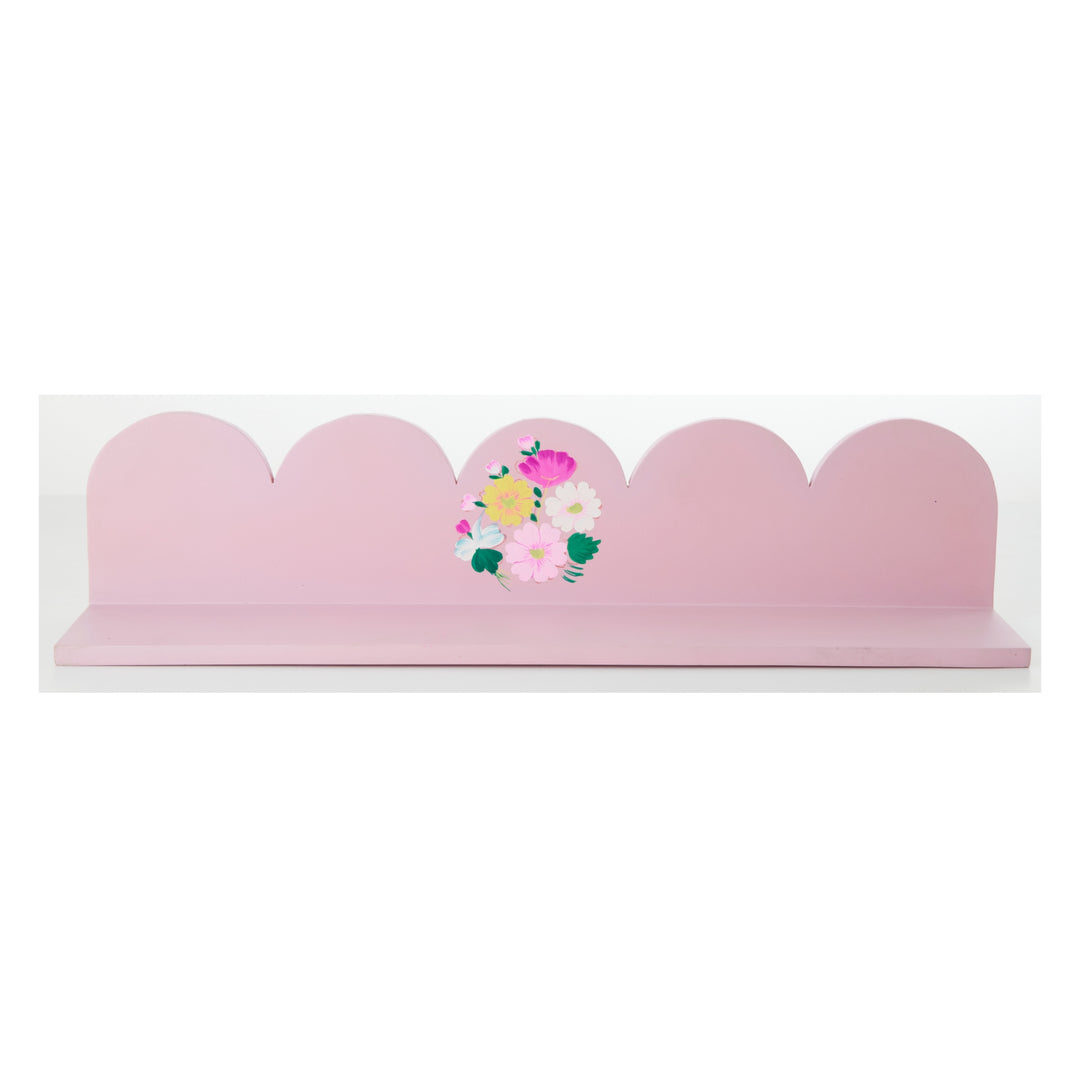 Soft Pink Scallop Edge Wooden Shelf