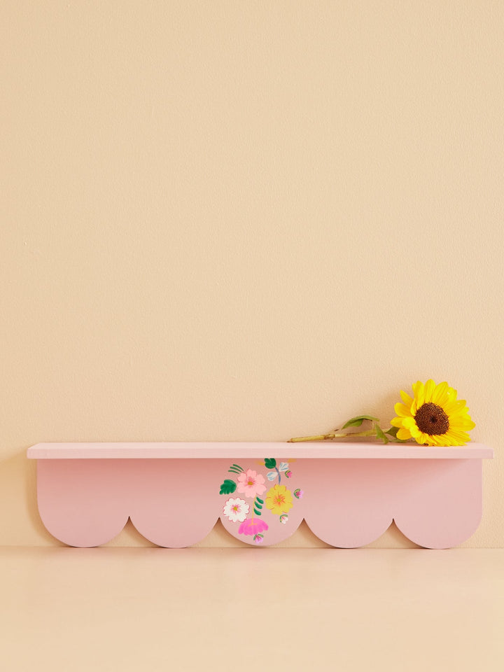 Soft Pink Scallop Edge Wooden Shelf