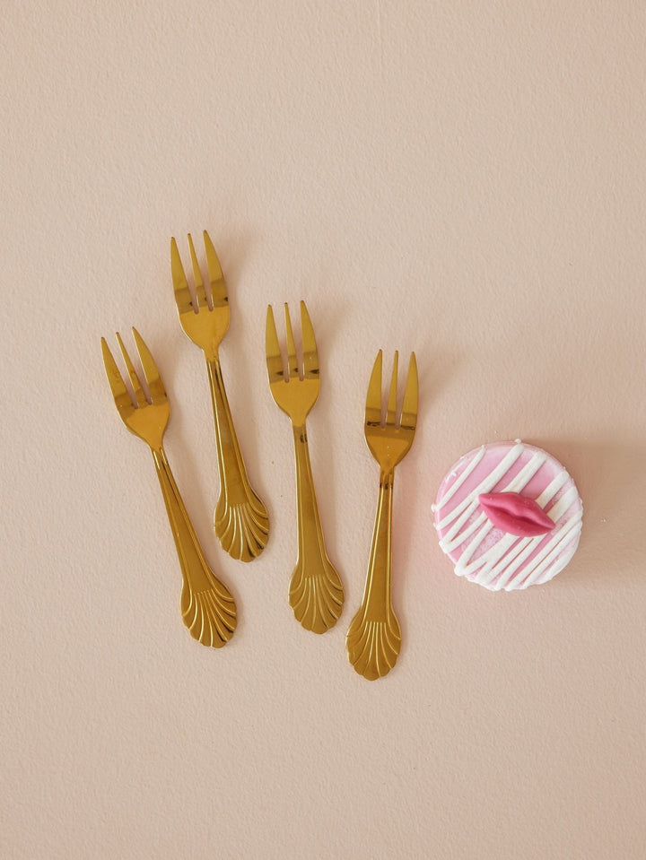 Golden Seashell Dessert Fork Set