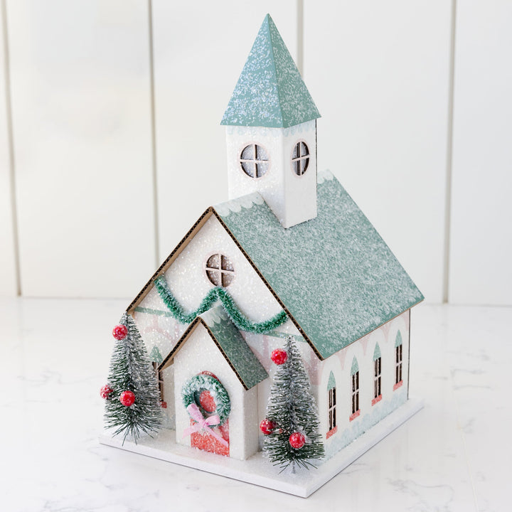 Village Christmas Paper Church Decoration