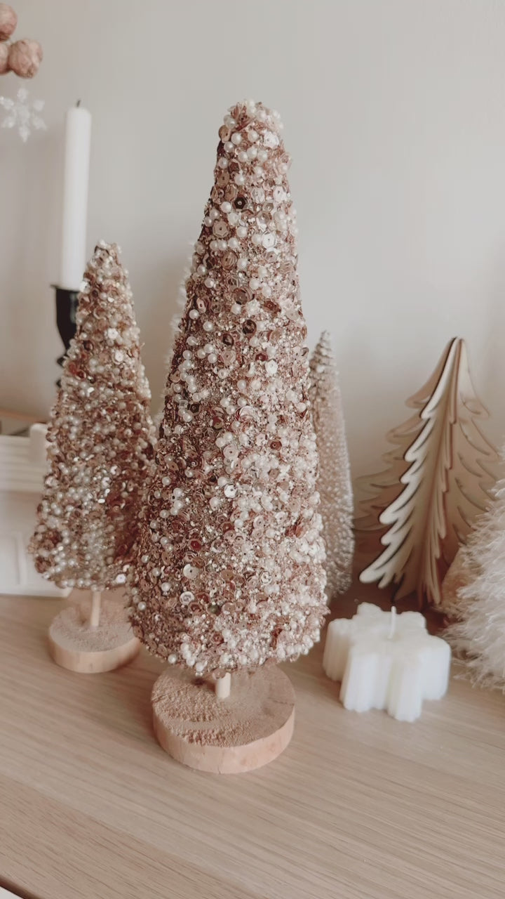 PRE-ORDER (21-27 Nov): Beaded Sparkly Brown Christmas Tree (set of 2)