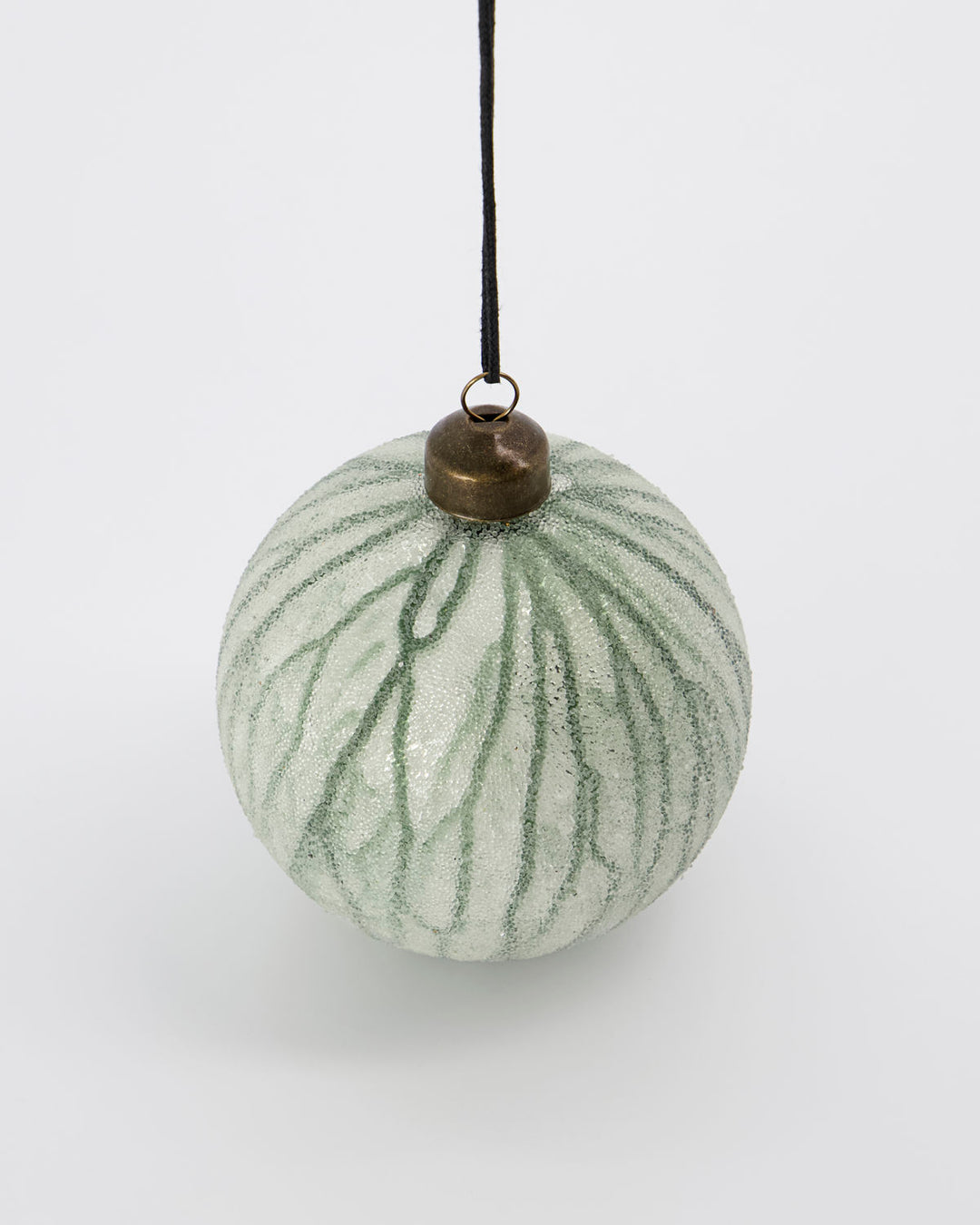 Green Veins On White Glass Ornament