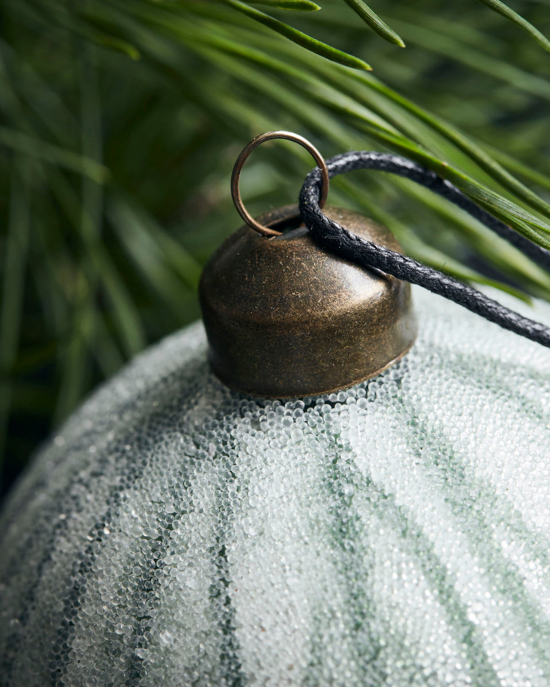 Green Veins On White Glass Ornament