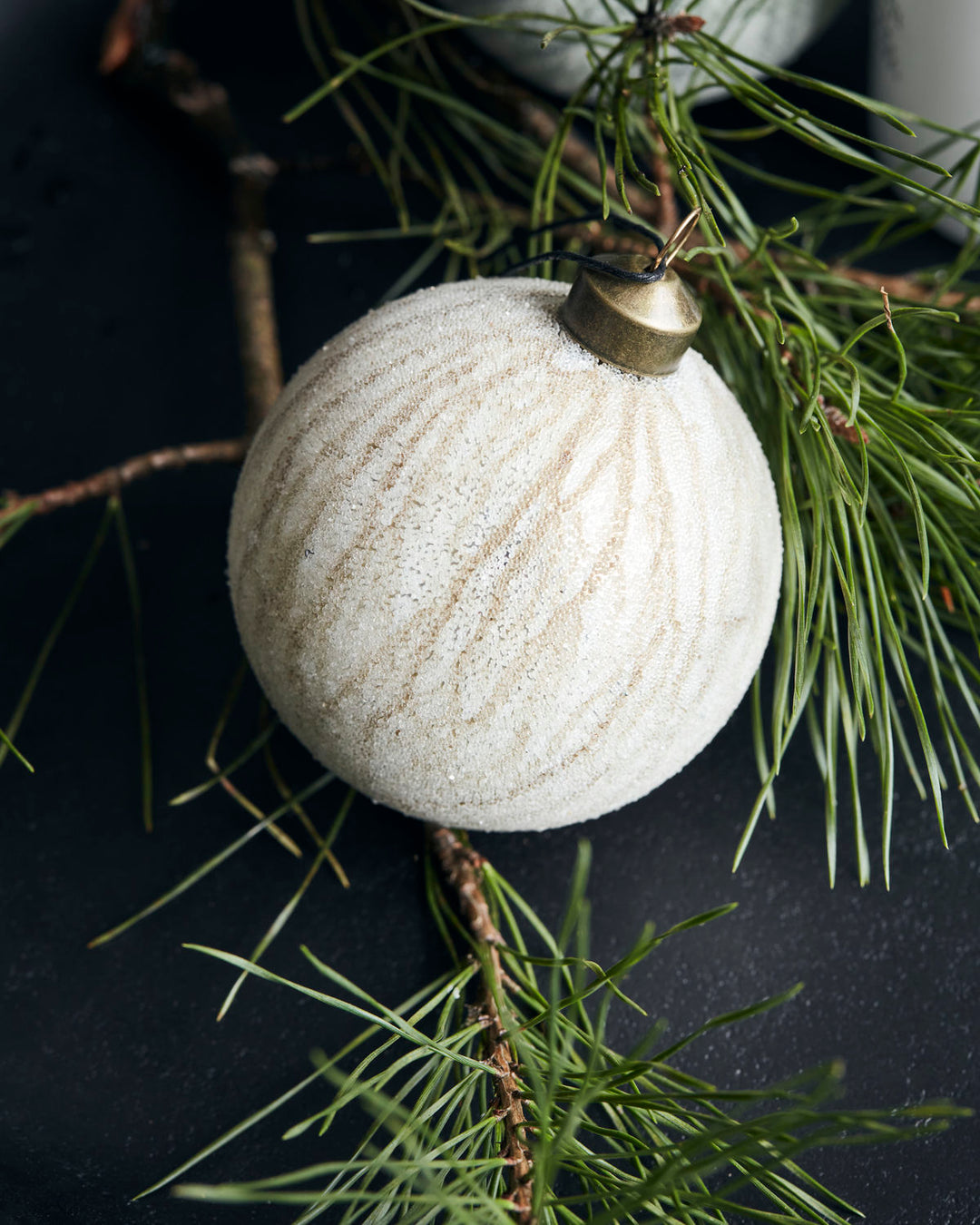 Golden Veins On White Glass Ornament