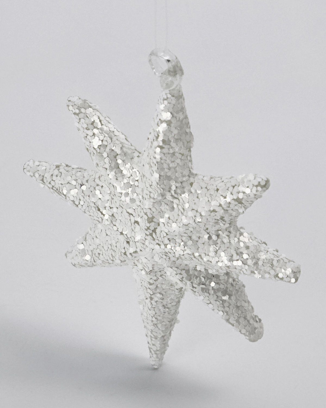 White Glitter Glass Ornament Star