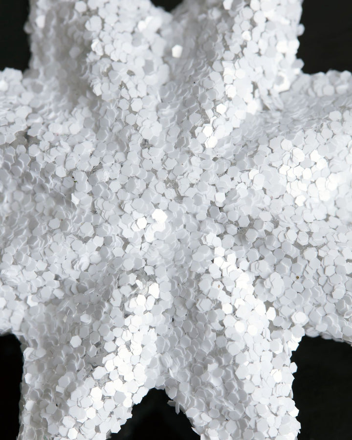 White Glitter Glass Ornament Star