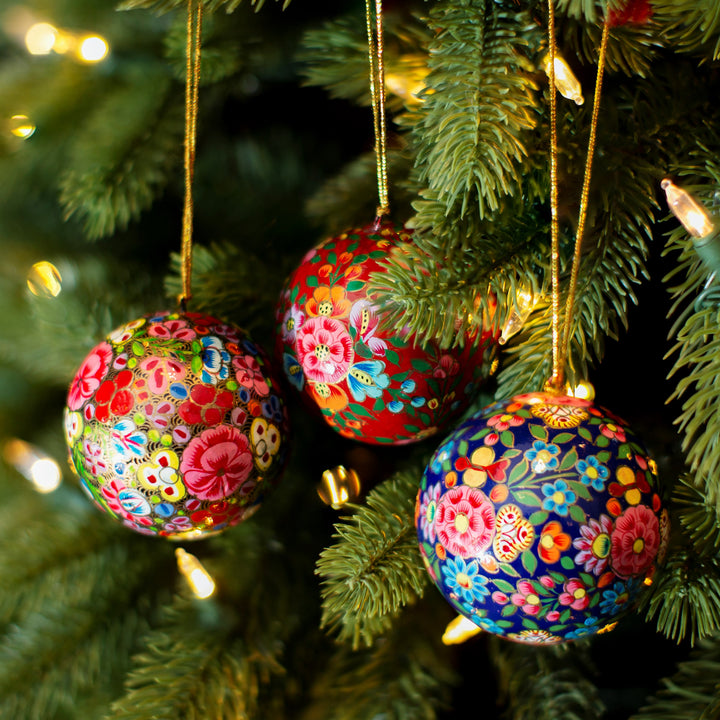 Kashmiri Paper Mache Floral Bauble