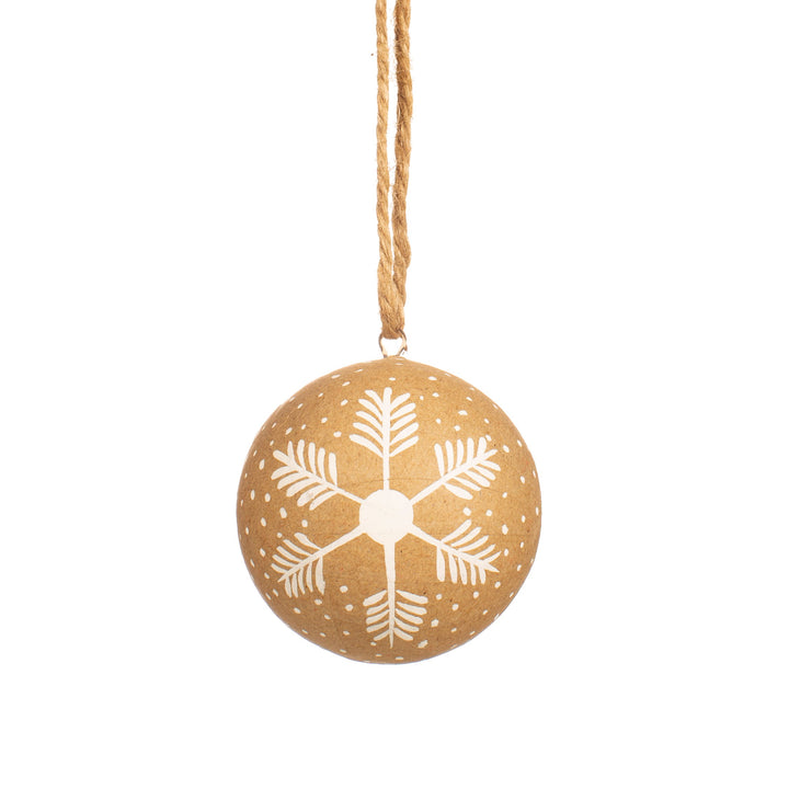 Kraft Paper Snowflake Paper Mache Bauble