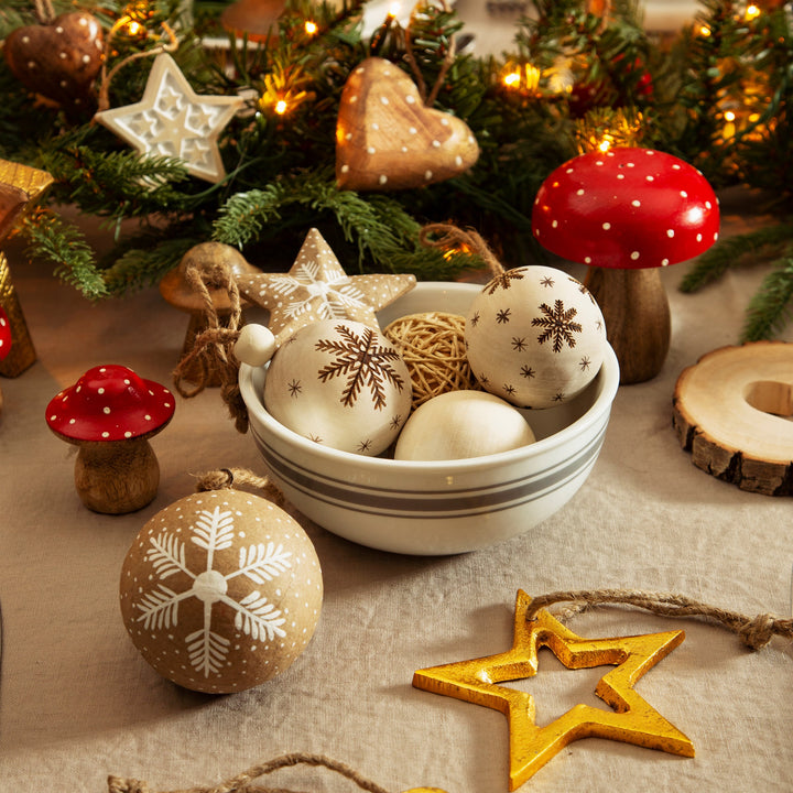 Kraft Paper Snowflake Paper Mache Bauble