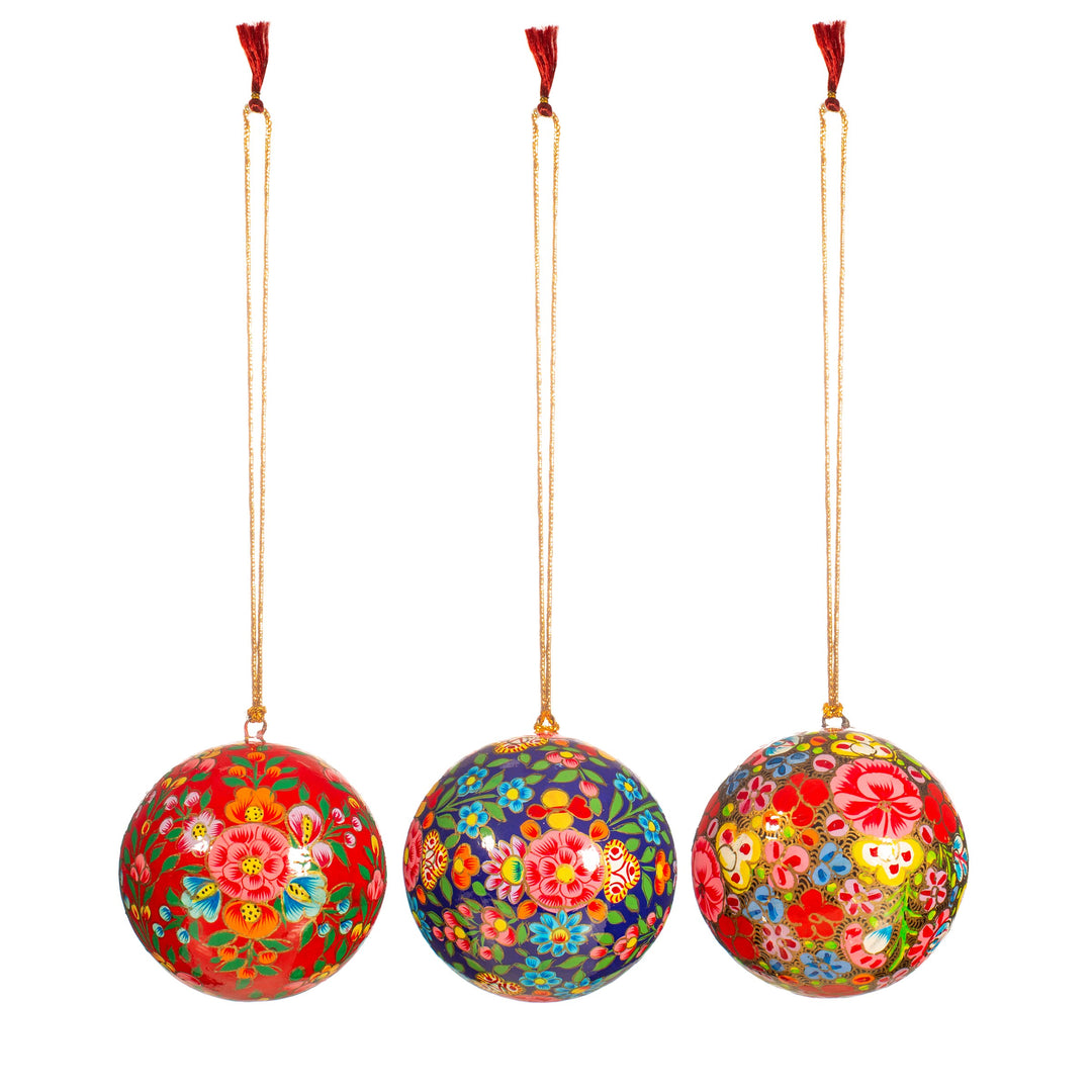 Kashmiri Paper Mache Floral Bauble