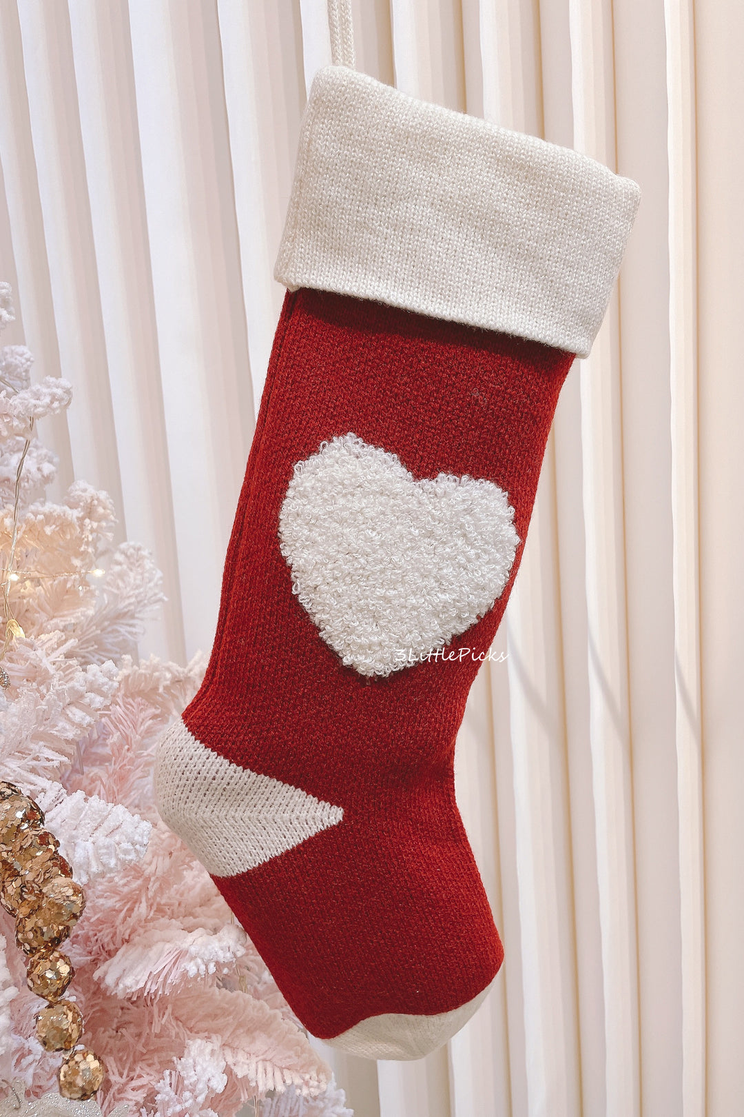 Sweet Heart Knitted Christmas Stocking (pair)