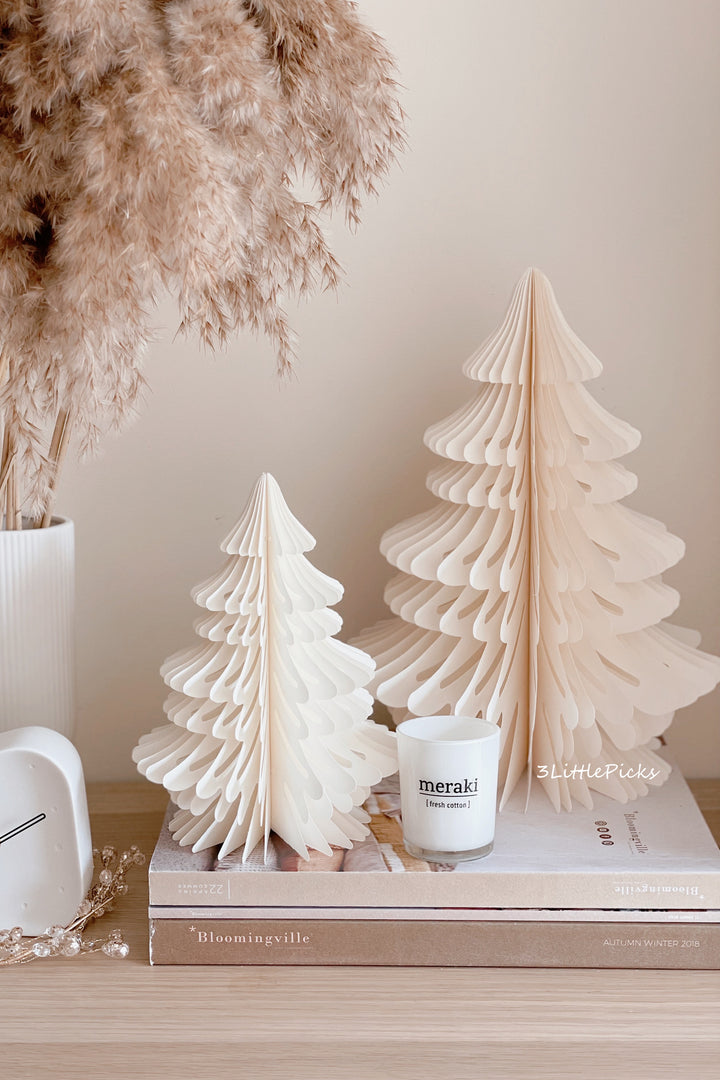 Cream Paper Christmas Tree (Set of 2)