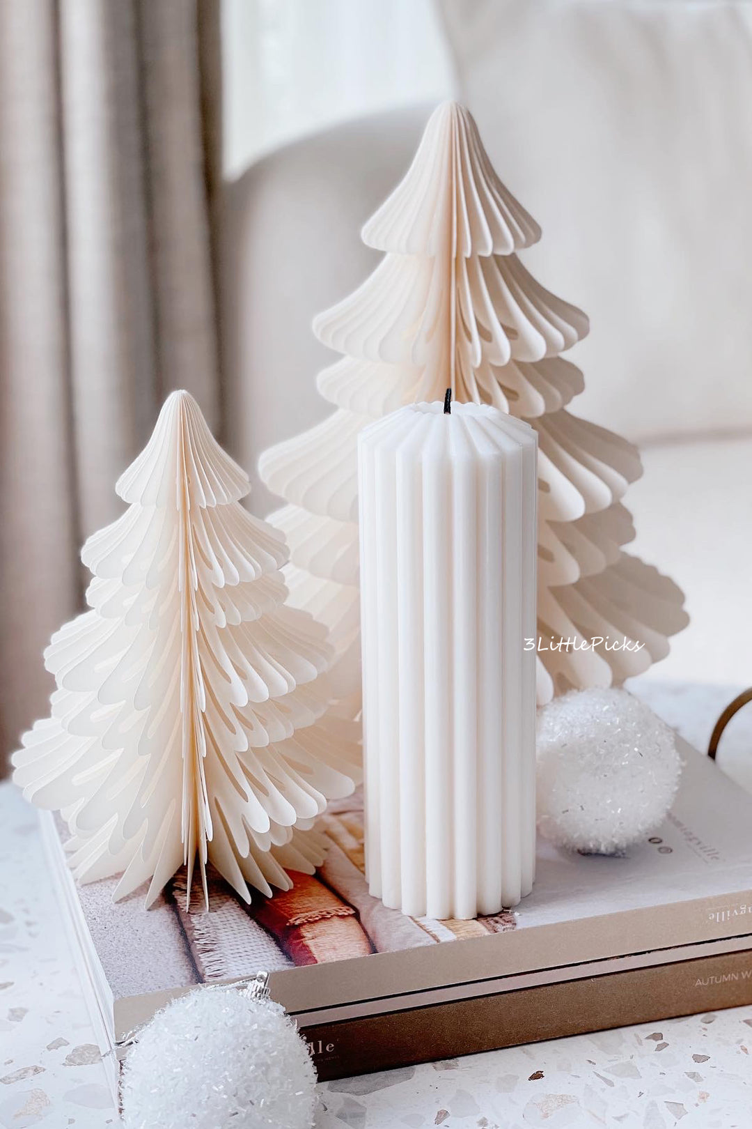 Cream Paper Christmas Tree (Set of 2)