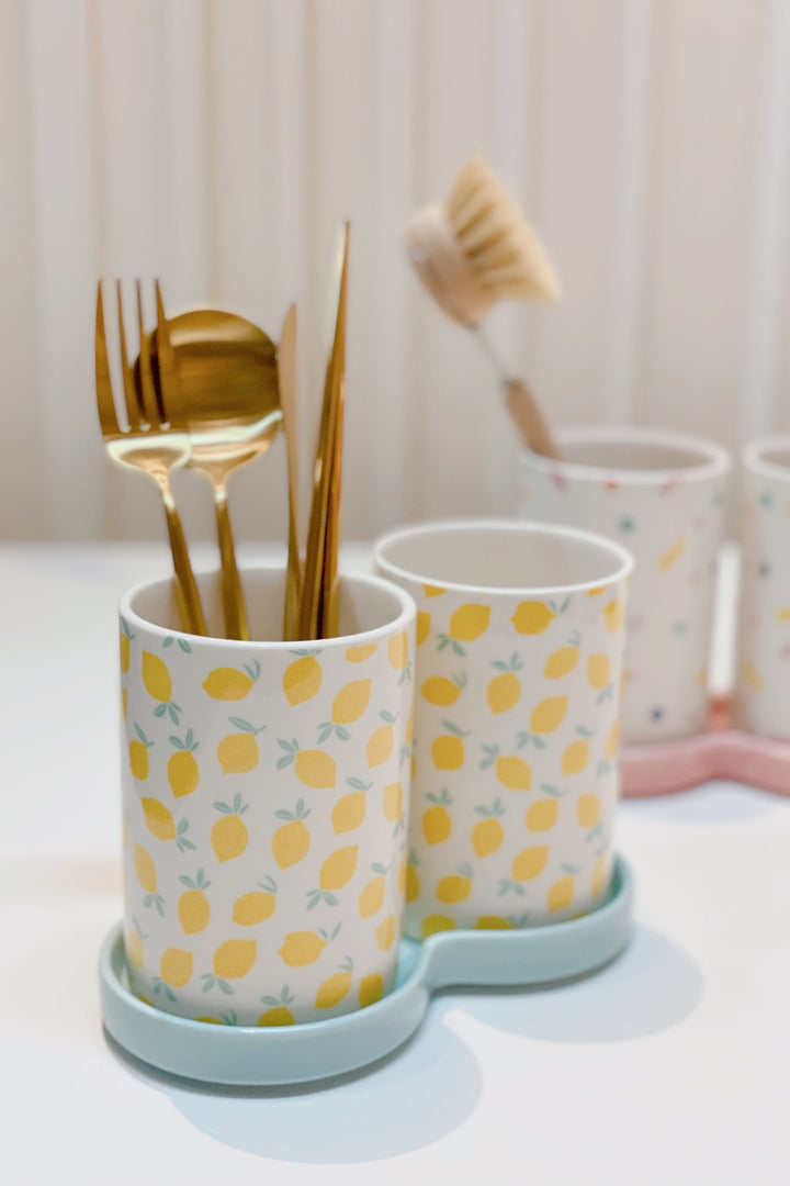 Pastel Prints Cutlery Jar Set