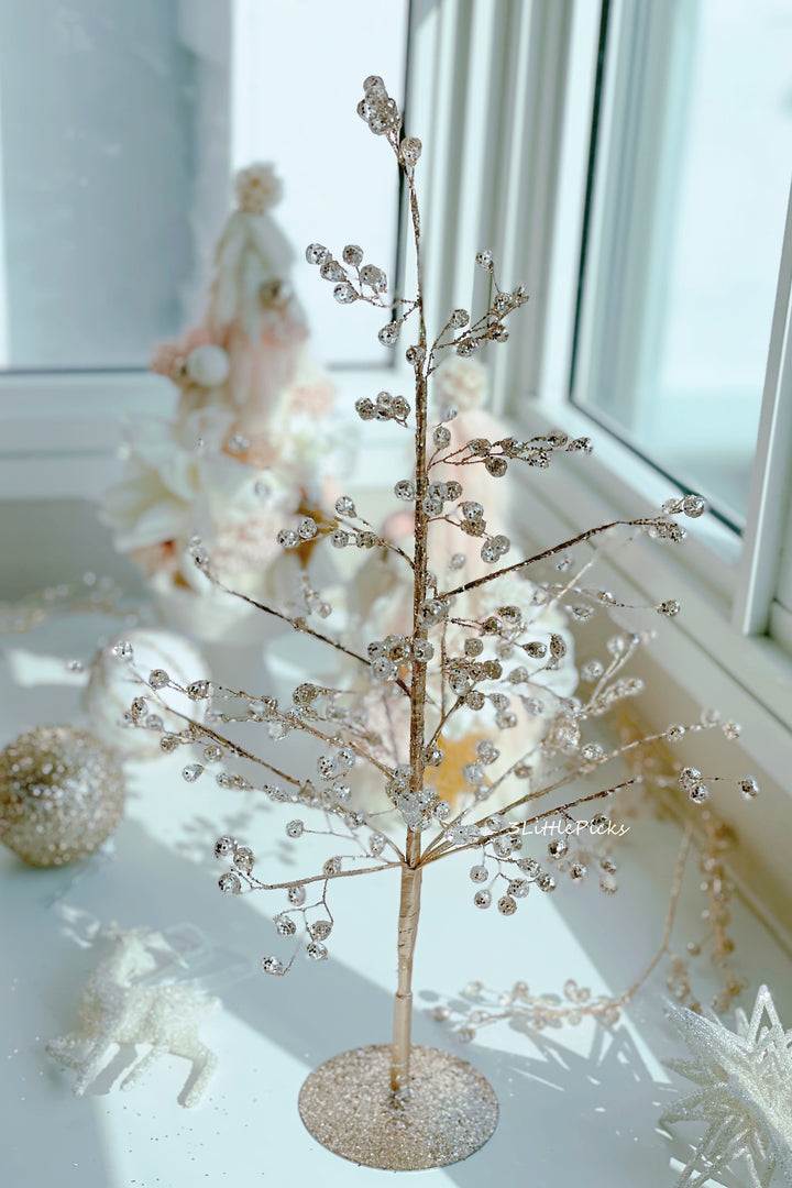 Champagne Gold Metal Wire Beaded Tree