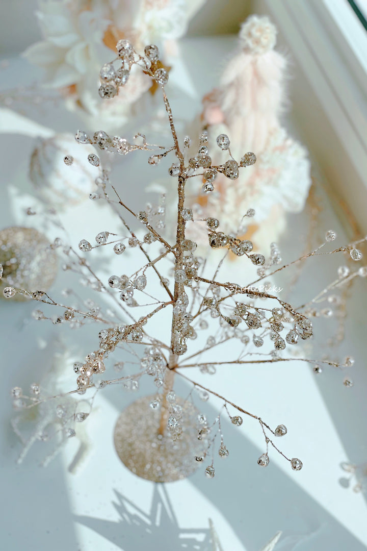 Champagne Gold Metal Wire Beaded Tree