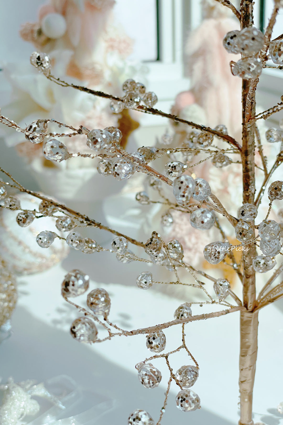 Champagne Gold Metal Wire Beaded Tree