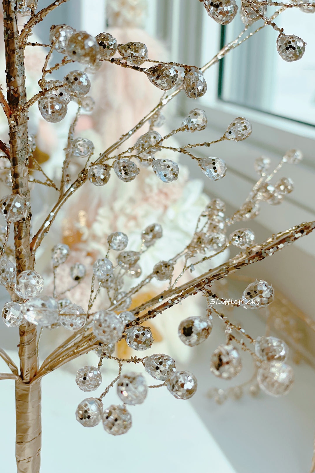 Champagne Gold Metal Wire Beaded Tree