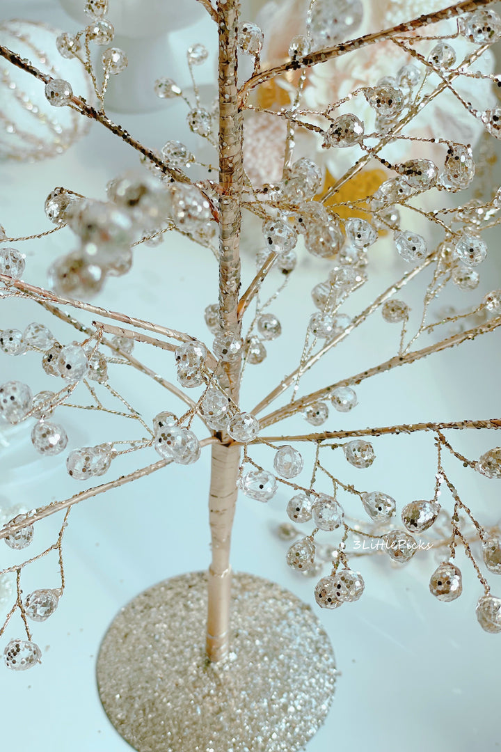 Champagne Gold Metal Wire Beaded Tree