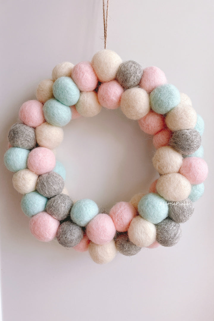 Pastel Felt Ball Wreath