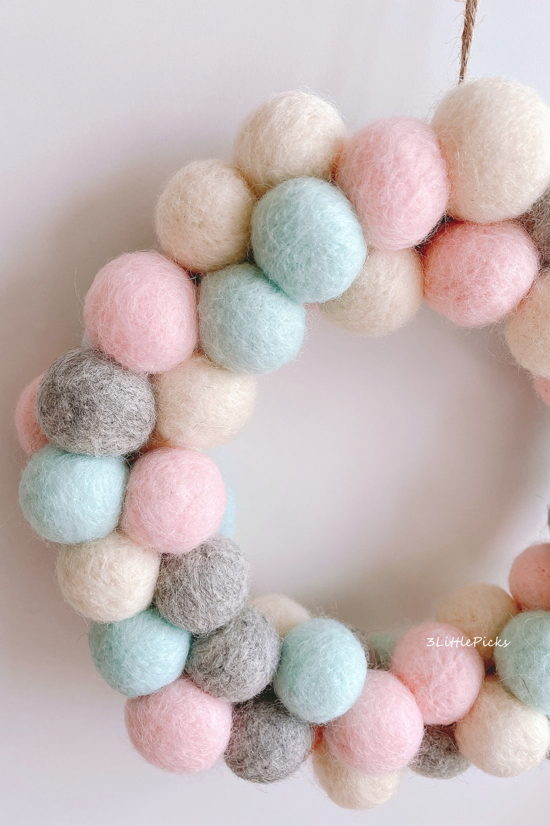 Pastel Felt Ball Wreath