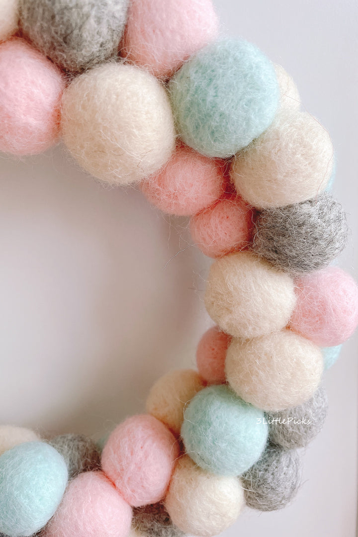 Pastel Felt Ball Wreath