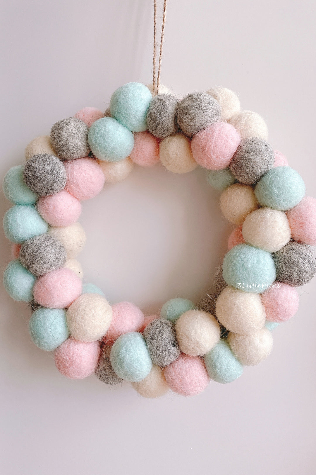 Pastel Felt Ball Wreath