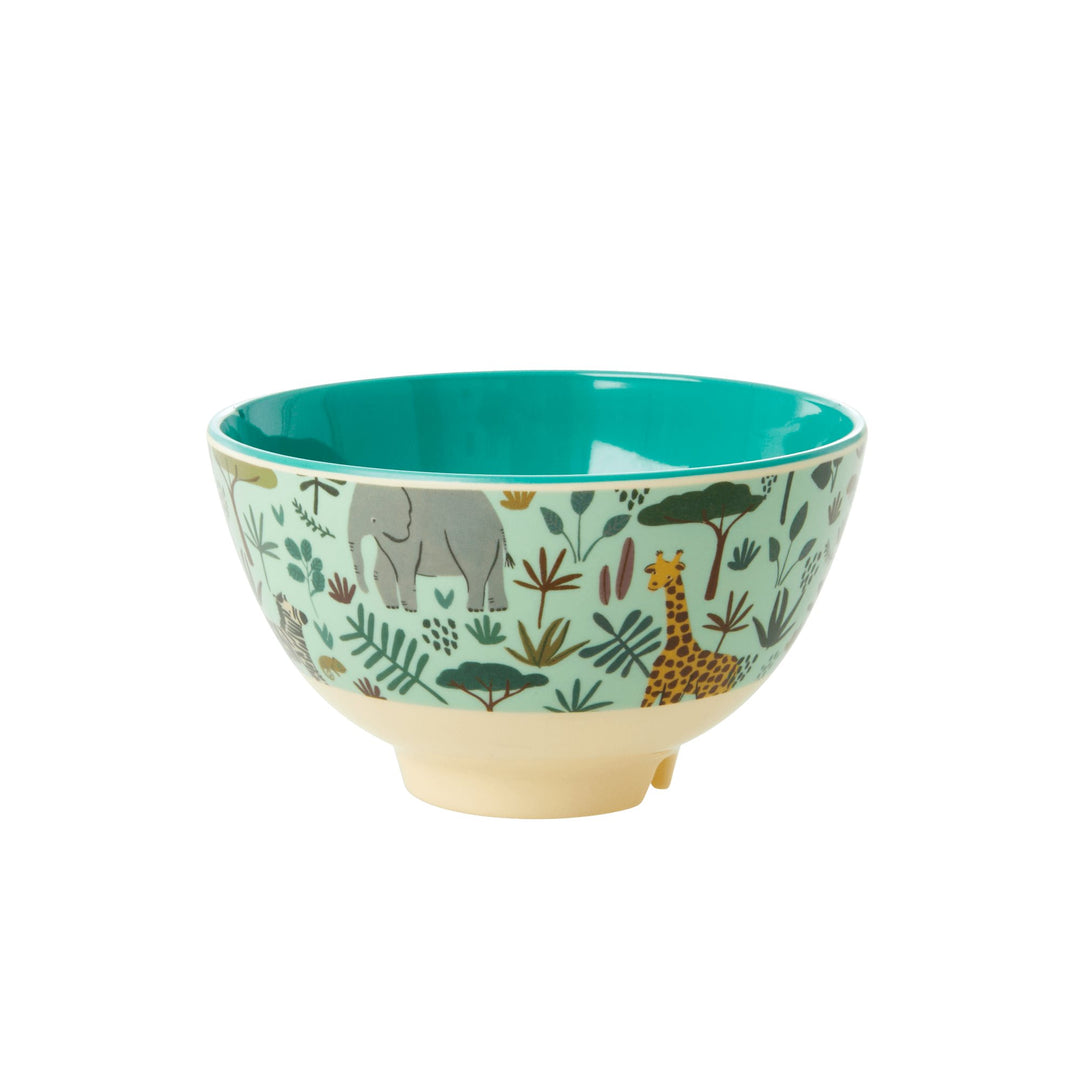 Jungle Animals All Over Kids Small Bowl Green