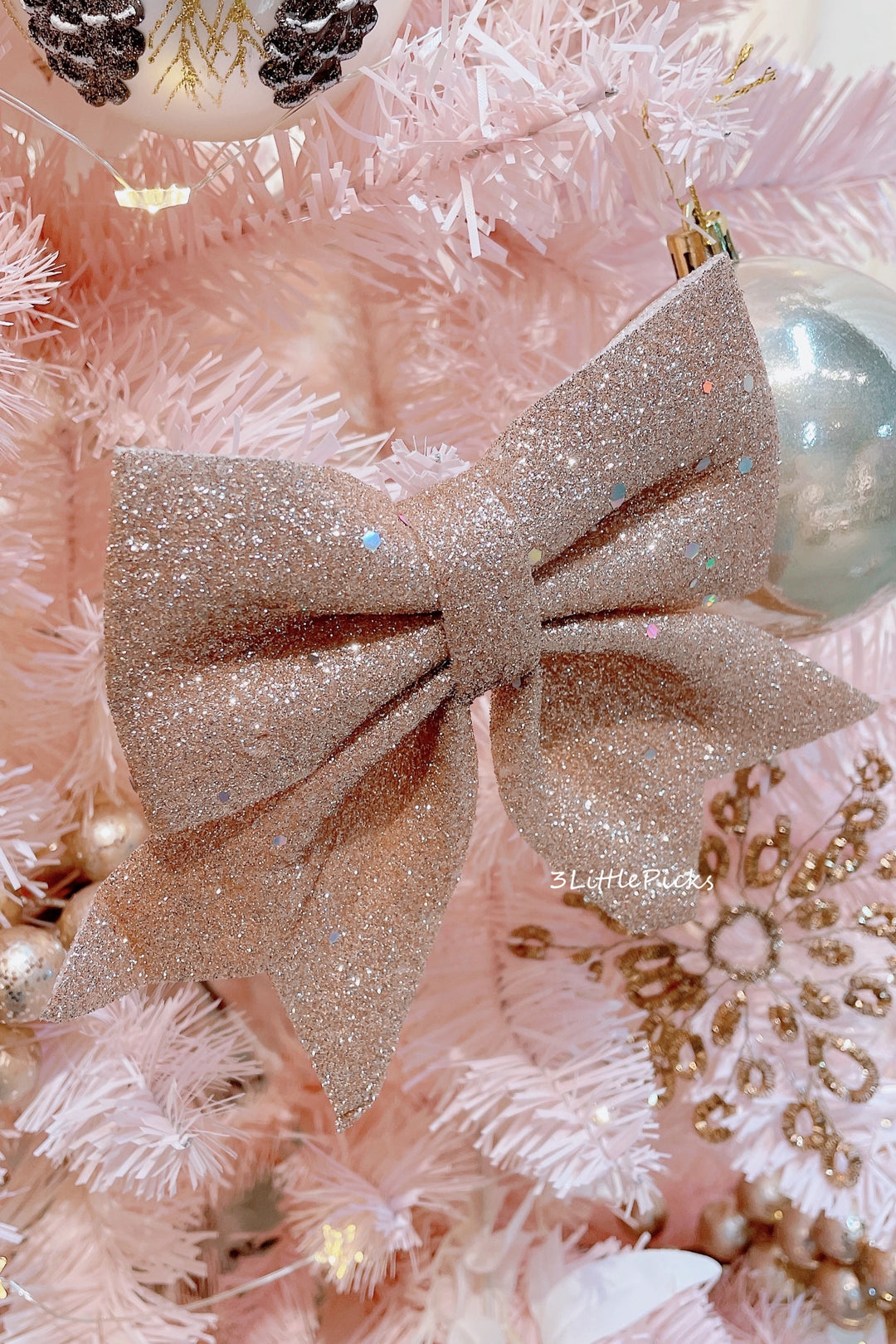 Glittered Rose Gold Bow Set (pack of 4)