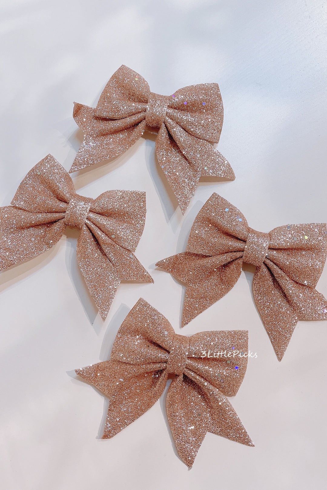 Glittered Rose Gold Bow Set (pack of 4)