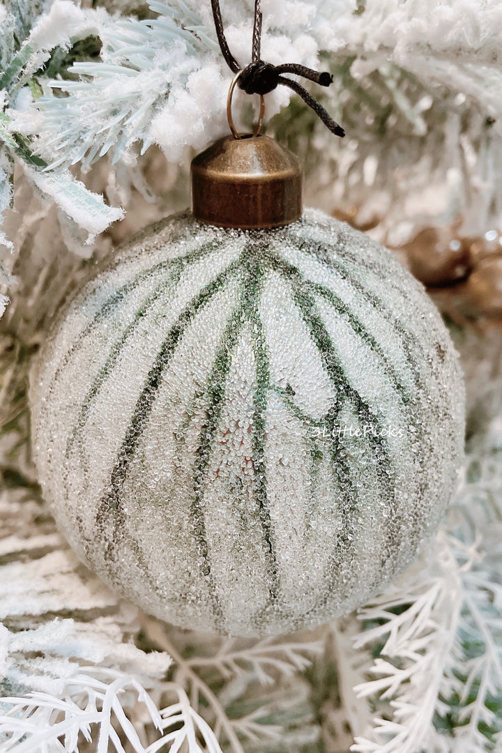 Green Veins On White Glass Ornament