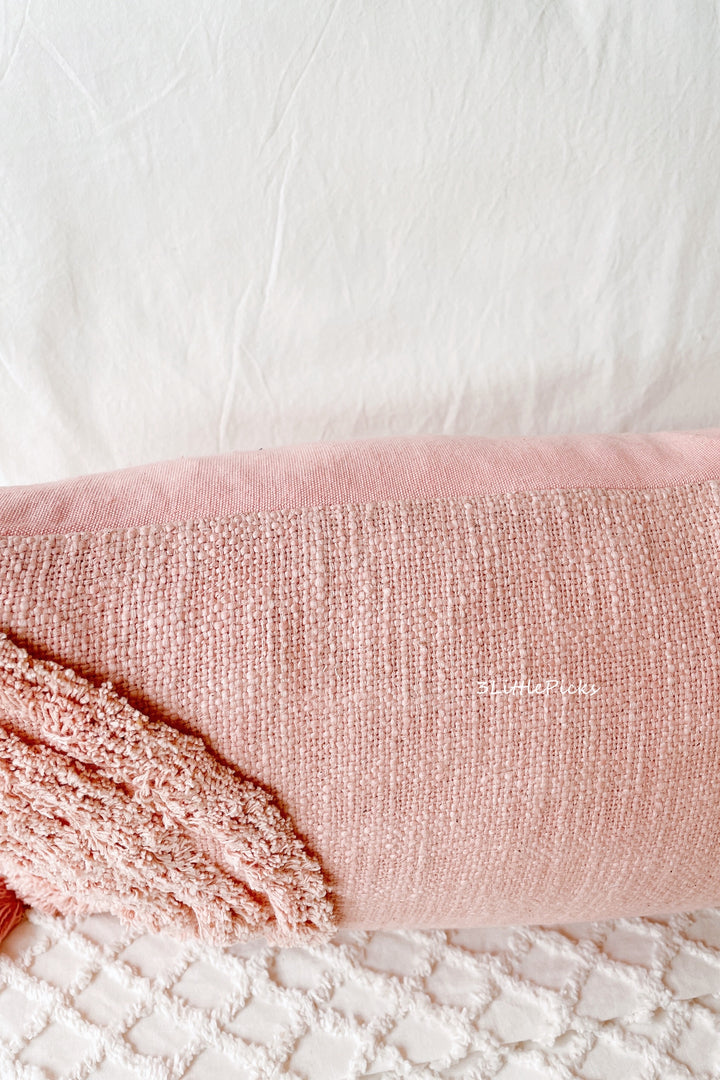 Dusty Pink Tufted Waist Cushion Cover with Tassels