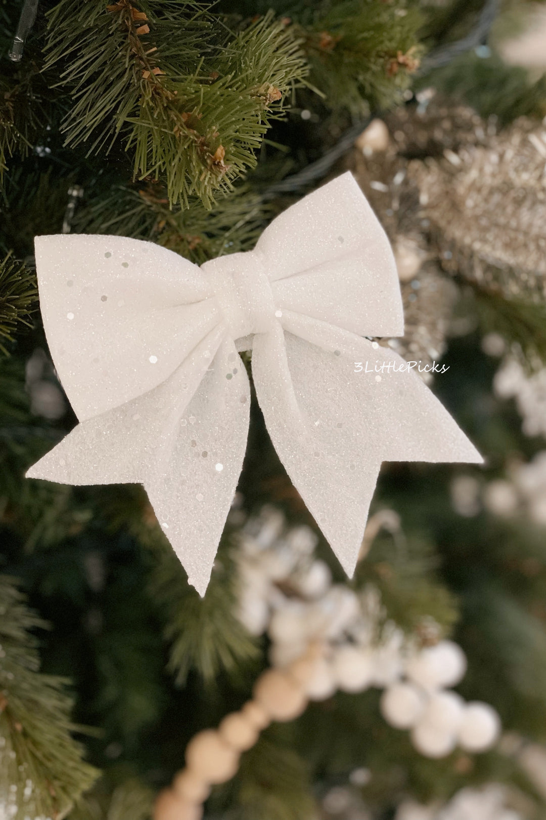 Glittered White Bow Set (pack of 4)