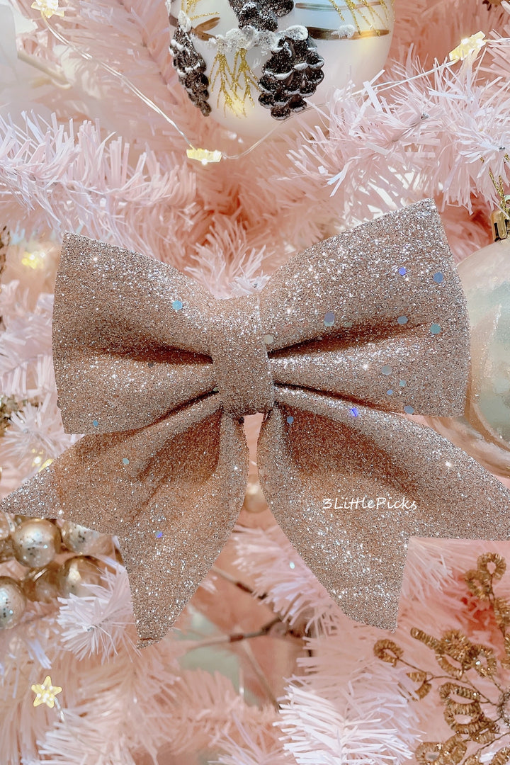 Glittered Rose Gold Bow Set (pack of 4)